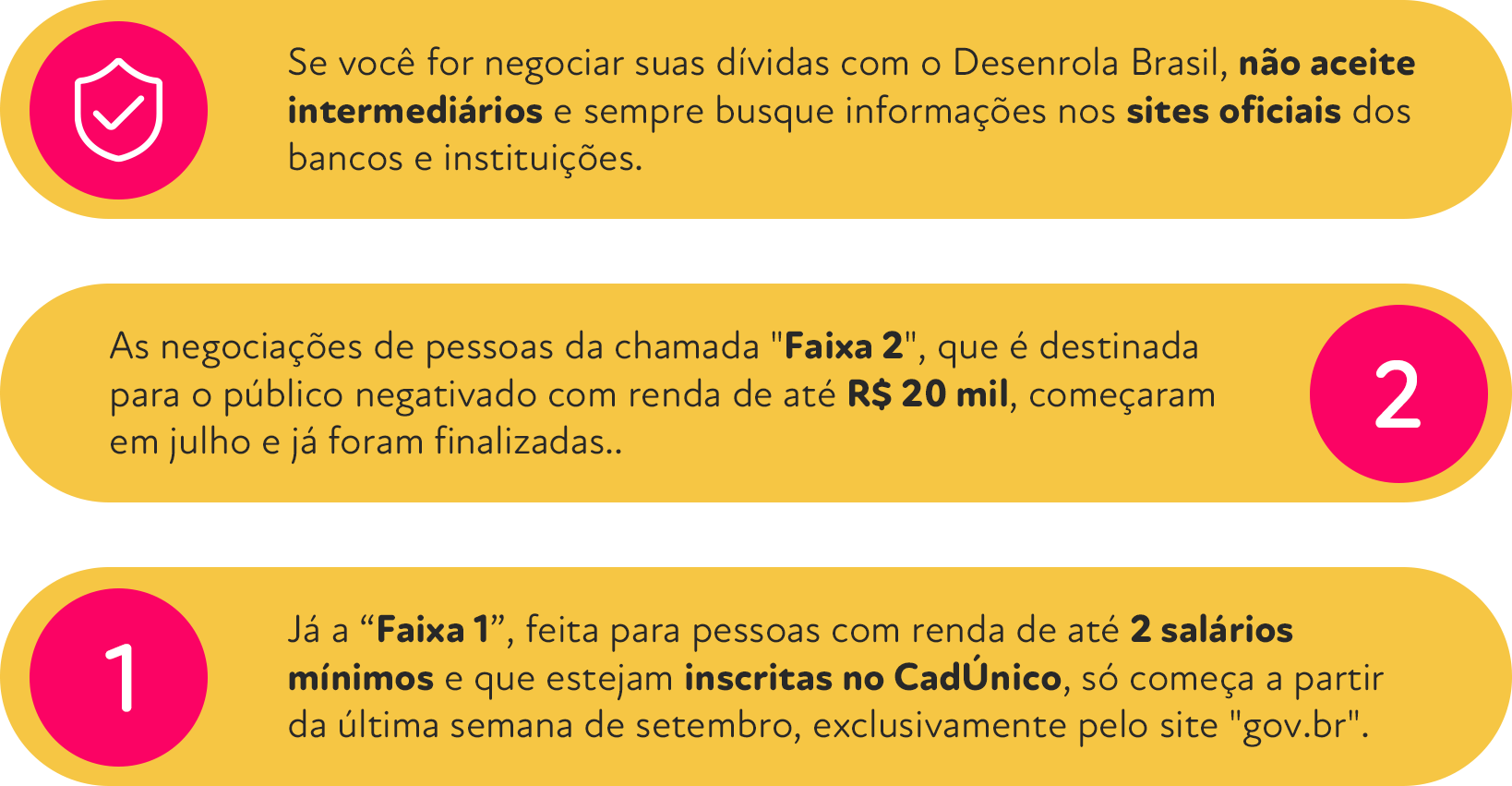 dicas para não cair em golpes do desenrolabulets amarelos com icones rosas e brancos