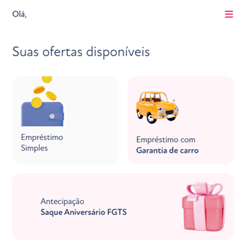 vitrine de ofertas disponiveis na Sim 